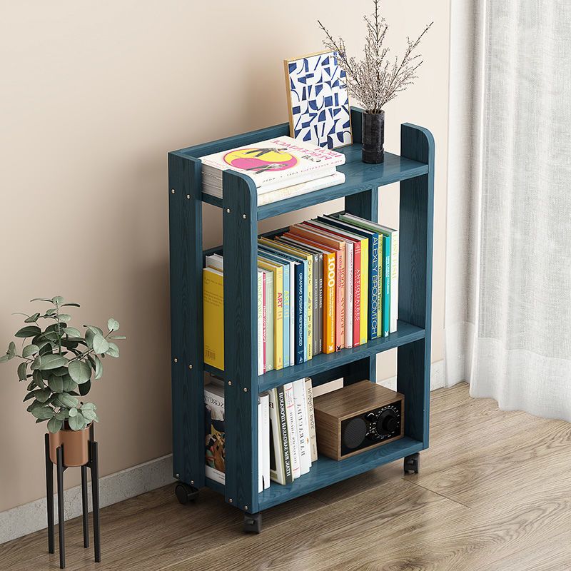 带轮可移动置物架浅胡桃色移动书柜带轮简易移动书架落地书柜学生收纳