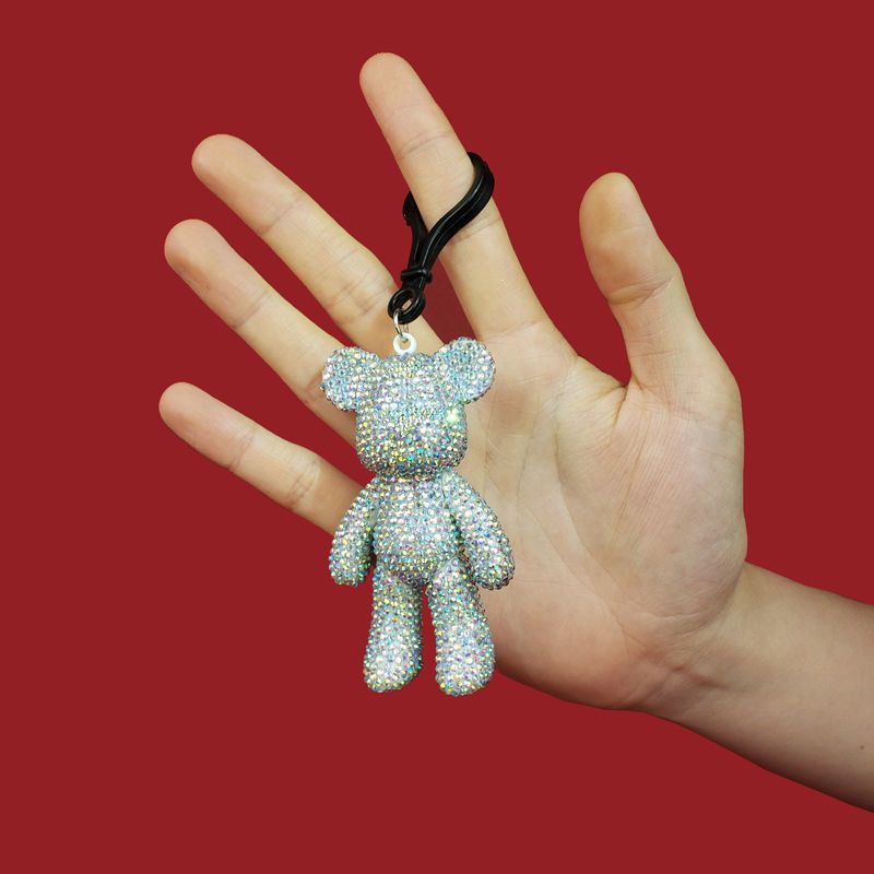 手工diy贴钻创意暴力熊钥匙扣材料包玩偶粘钻小熊挂件送女生礼物 小熊