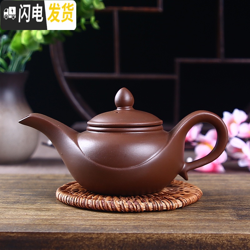 三维工匠宜兴朱泥紫砂壶单壶手工功夫茶壶陶瓷过滤小号茶壶西施壶泡茶茶具 棕色松梅壶140高清大图