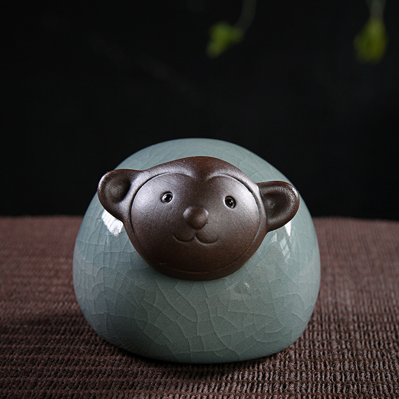 可爱十二生肖摆件小羊小牛陶瓷工艺品小动物创意客厅家居装饰摆设 三维工匠 吉祥猴高清大图