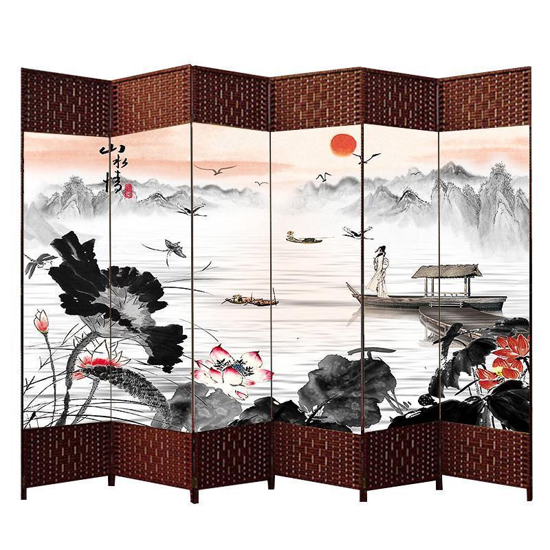 中式屏风隔断简易折叠客厅玄关墙移动折屏简约现公室实木屏风 2.0米高*50厘米宽（单面）6扇