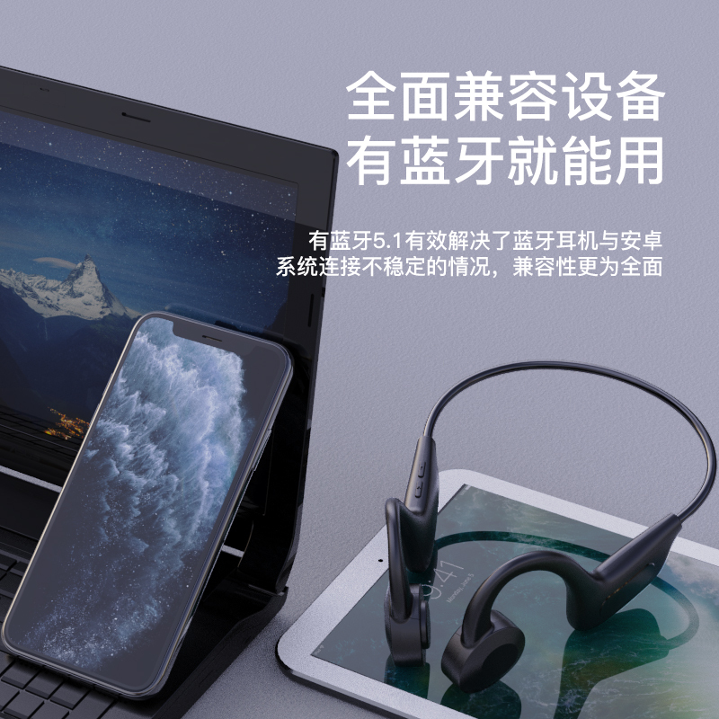 BACHJOHANN德国巴赫BC02气传导蓝牙耳机真无线跑步运动健身骑行防水防汗通话不入耳内8D立体音效