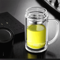 爱仕达(ASD)玻璃杯雪晶茗系列泡茶杯双层防烫耐热防爆男士女士 RWB35B2J[办公杯] 350ml