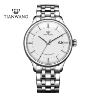 天王表(TIANWANG)手表 男士钢带蝴蝶扣机械手表昆仑系列商务休闲男表GS51134