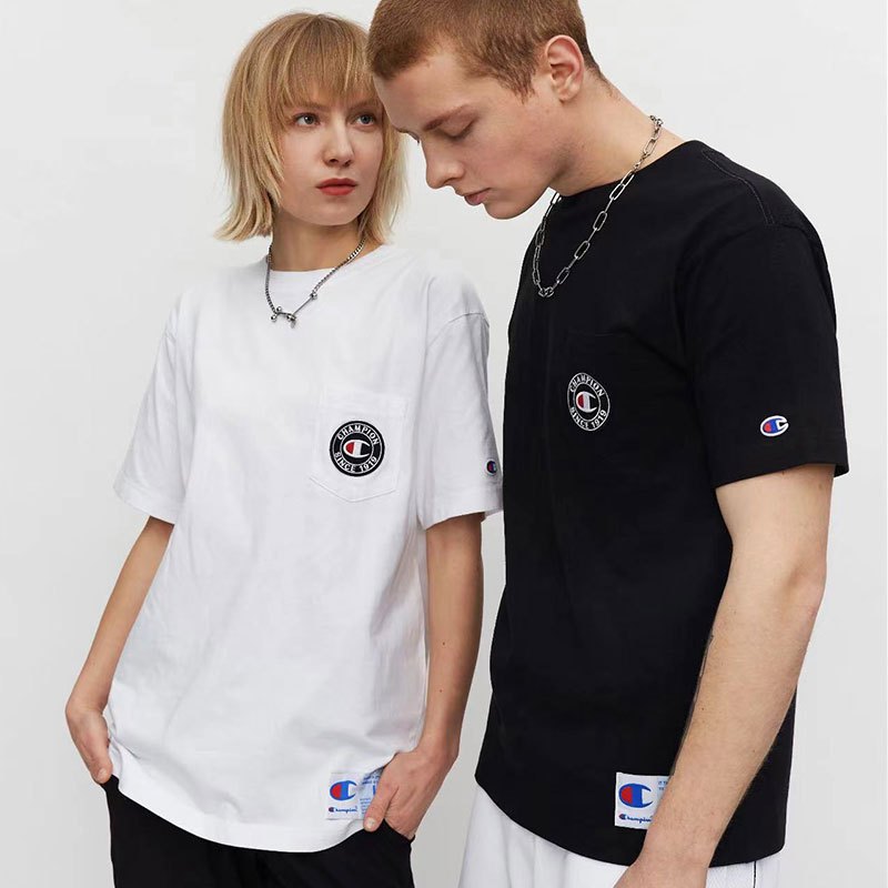 冠军champion刺绣logo短袖男女情侣款短袖t恤视频