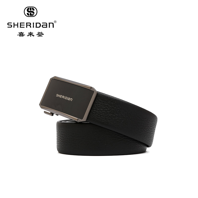 喜来登SHERIDAN男士内穿自动扣头层牛皮皮带(彩盒)高清大图