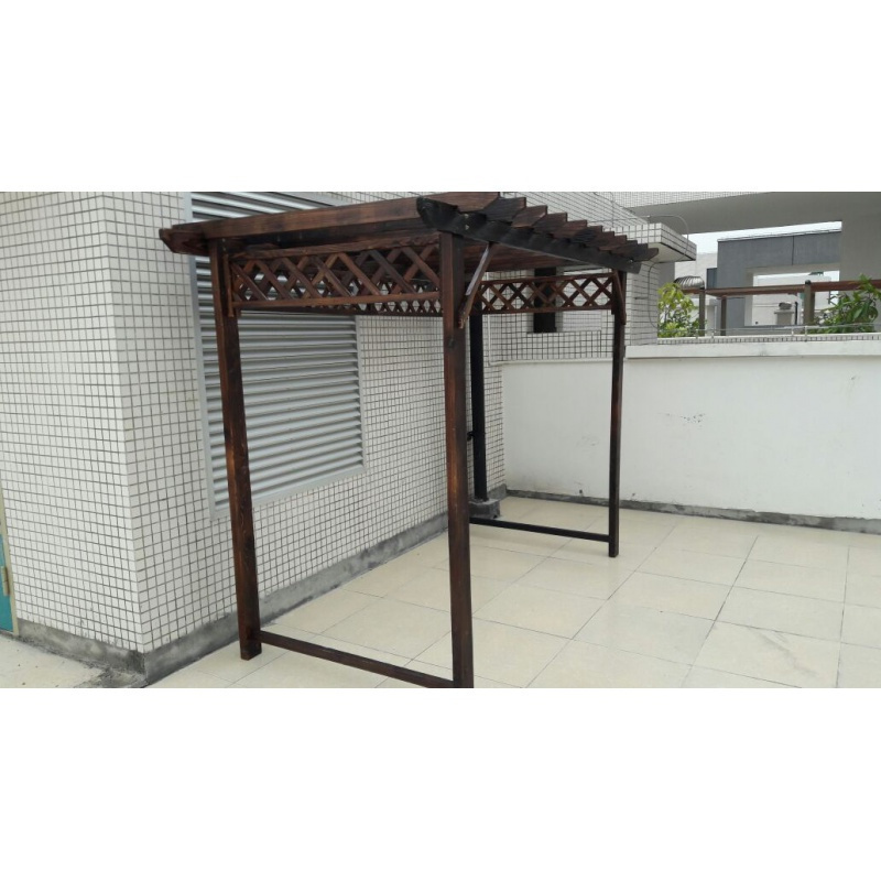 防腐木屋凉亭葡萄架实木花园爬藤架花架户外家具庭院桌椅 普通款架子（不含桌椅）