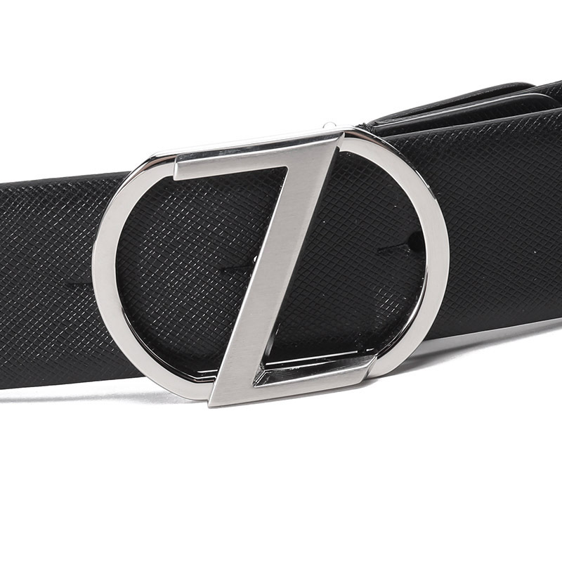 zegna杰尼亚男士皮革圆形z字头板扣式皮带腰带bsffa59qcp