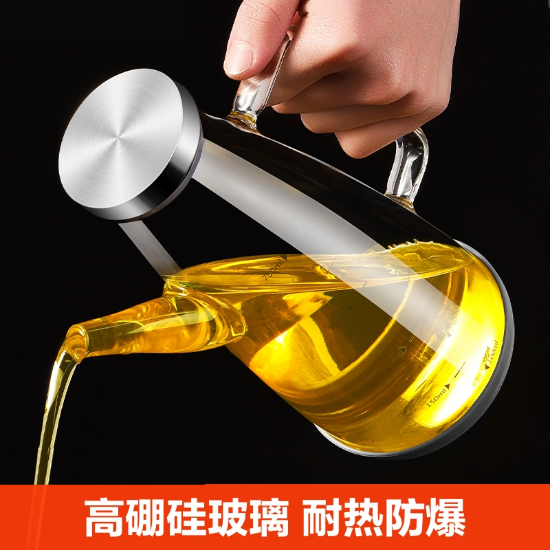 [补贴10%]玻璃油壶防漏油瓶厨房家用调料瓶装酱油醋容器油壸不锈钢大油罐高清大图