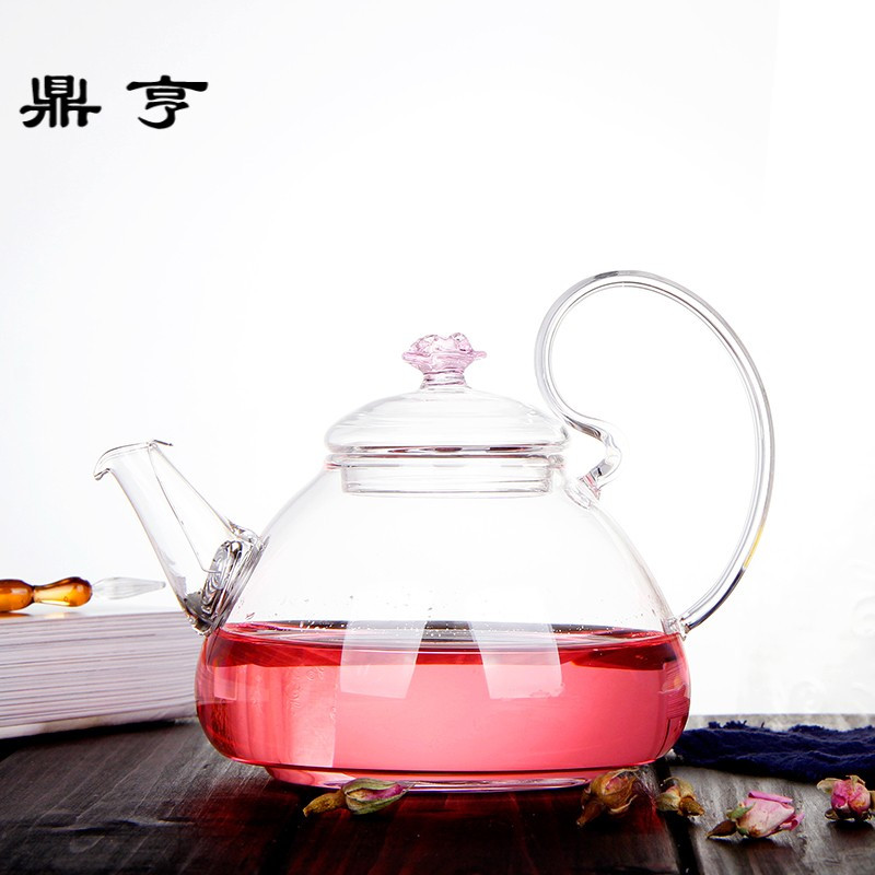 鼎亨玻璃花茶壶透明耐热带盖不锈钢过滤泡茶壶冲茶器花茶茶具逸