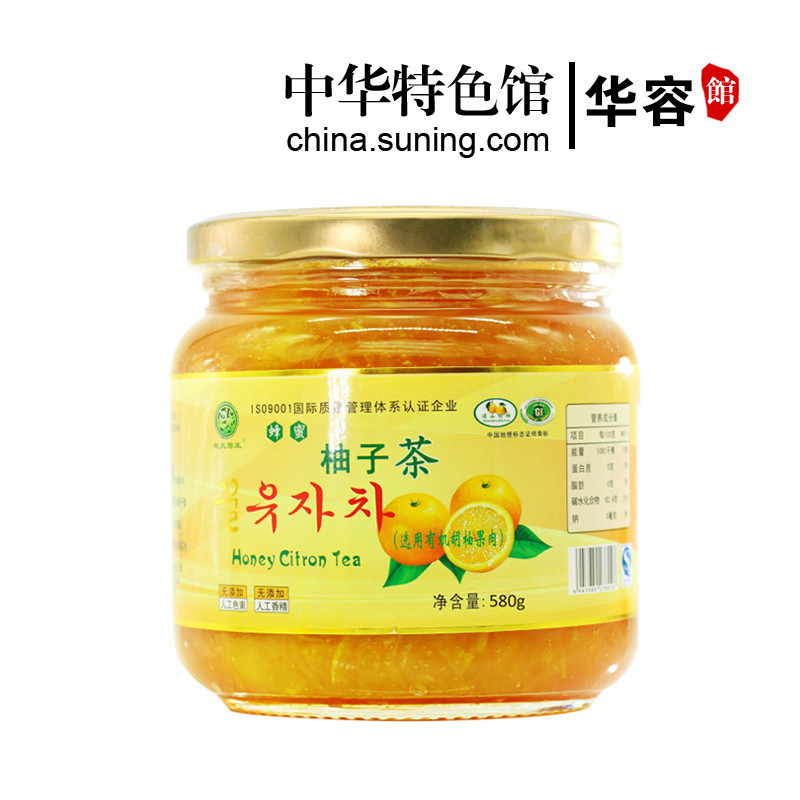 【中华特色】华容馆 楚天碧玉 蜂蜜柚子茶580g瓶装 水果茶冲饮品