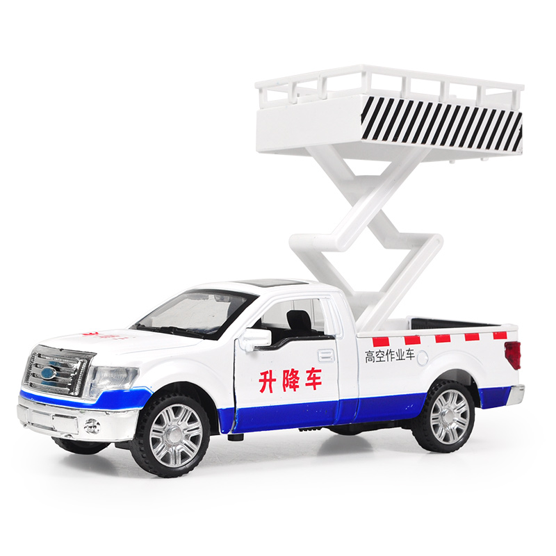 仿真福特F150皮卡合金模型猛禽卡车工程车儿童玩具汽车模型回力车 路政皮卡拖指示牌[盒装]高清大图