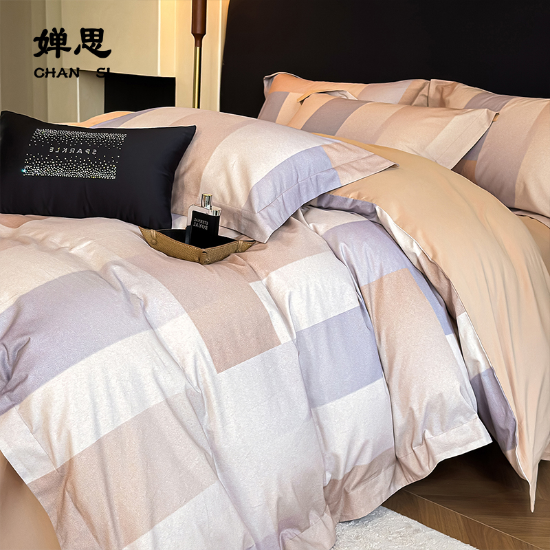 婵思 60S磨毛印花婴肤棉四件套 简律高清大图