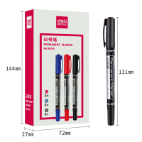 得力(deli)6824小双头记号笔黑色(单位:支)防水描线笔油性笔勾线笔马克笔
