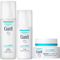 日本花王Curel珂润面霜水乳套装润浸保湿滋养霜男女可用 面部护肤套装礼盒 标准型3件套(2号水+乳液+面霜)