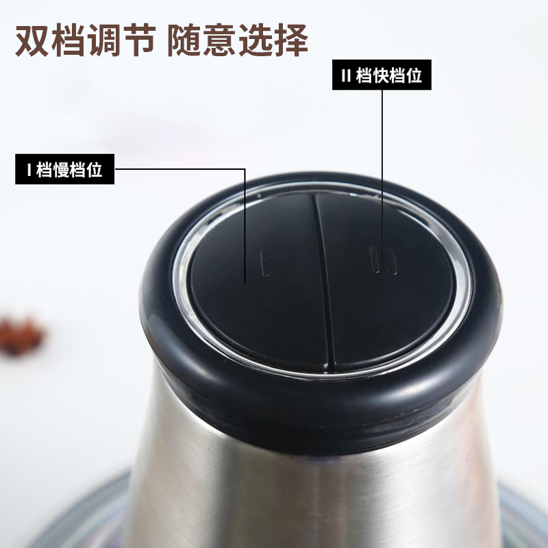 翰乐YR-001多功能不锈钢绞肉机搅拌机 家用绞馅机电动蒜蓉机搅拌机家用搅拌机-2L高清大图