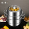 张小泉韵味三层蒸锅304不锈钢钢化玻璃盖三层蒸笼大容量28cm C32420100