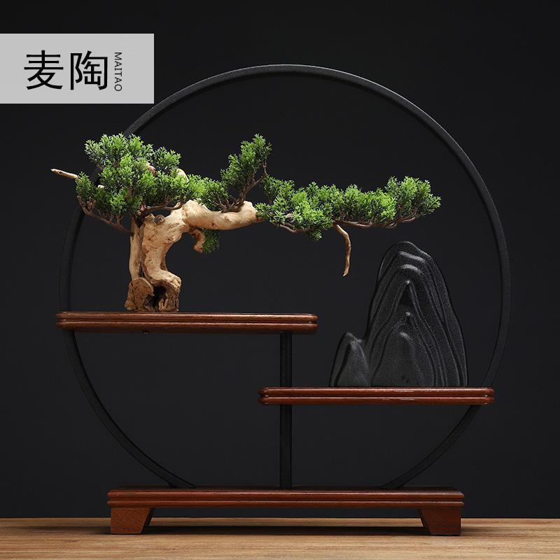 新中式玄关博古架禅创意根实木树根摆件家居茶馆茶台风水工艺品_938
