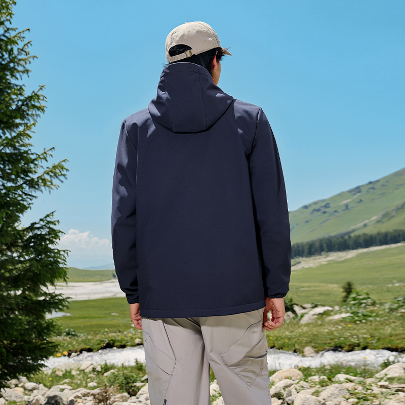 361°运动外套男秋冬加绒软壳防风防泼水开衫风衣跑步上衣高清大图