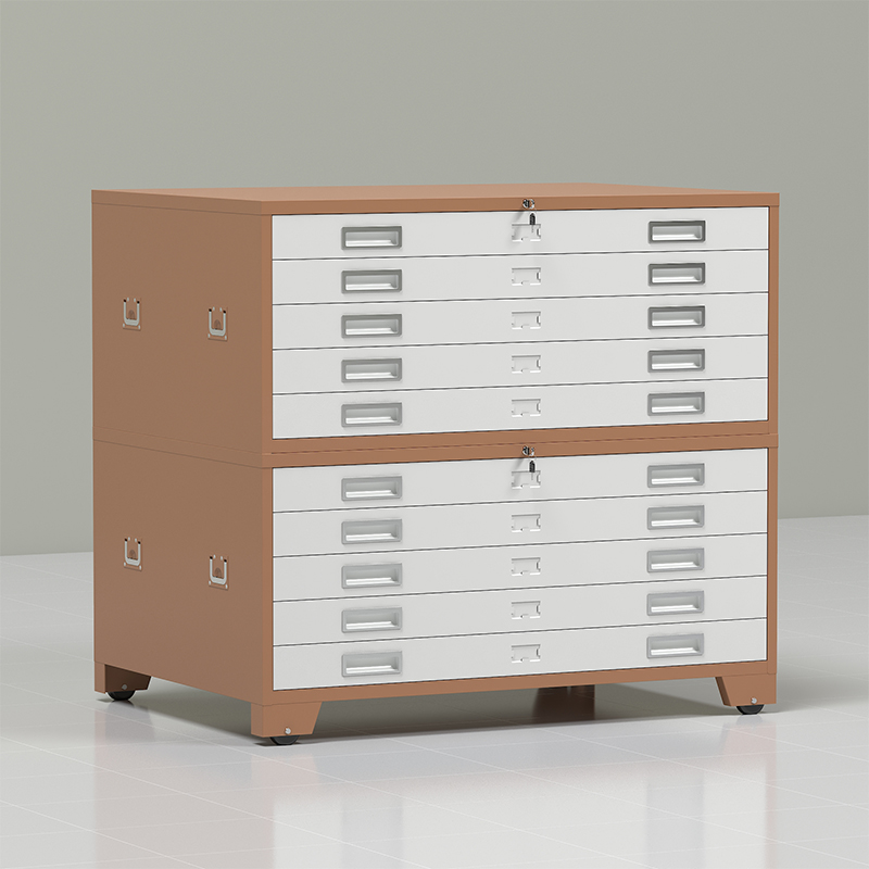 臻远 ZY-DTGA-11 工程图纸柜收纳柜 咖白色0号双节柜高清大图