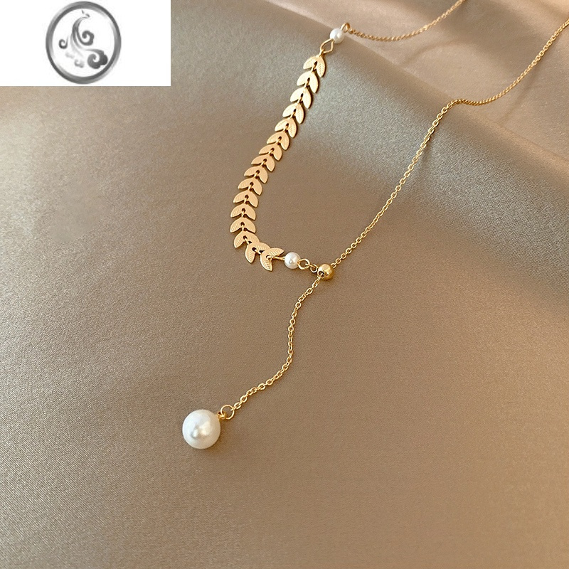 jimi麦穗珍珠项链女夏轻奢小众设计感锁骨链2021年新款ins嘻哈冷淡风