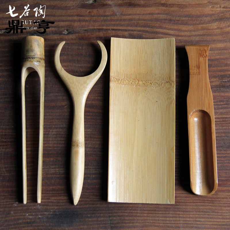 鼎亨茶道六君子组合套装竹编袋竹子功夫茶具配件茶夹茶勺茶则茶叉