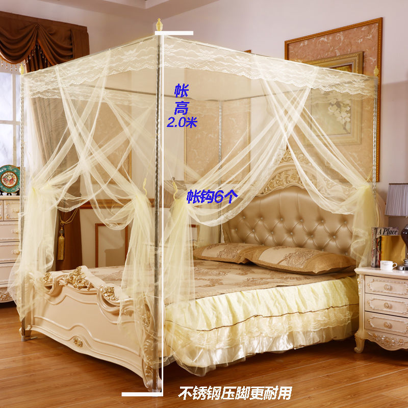 加高加密三开落地1.5米蚊帐公主风支架1.8m床双人家用高清大图