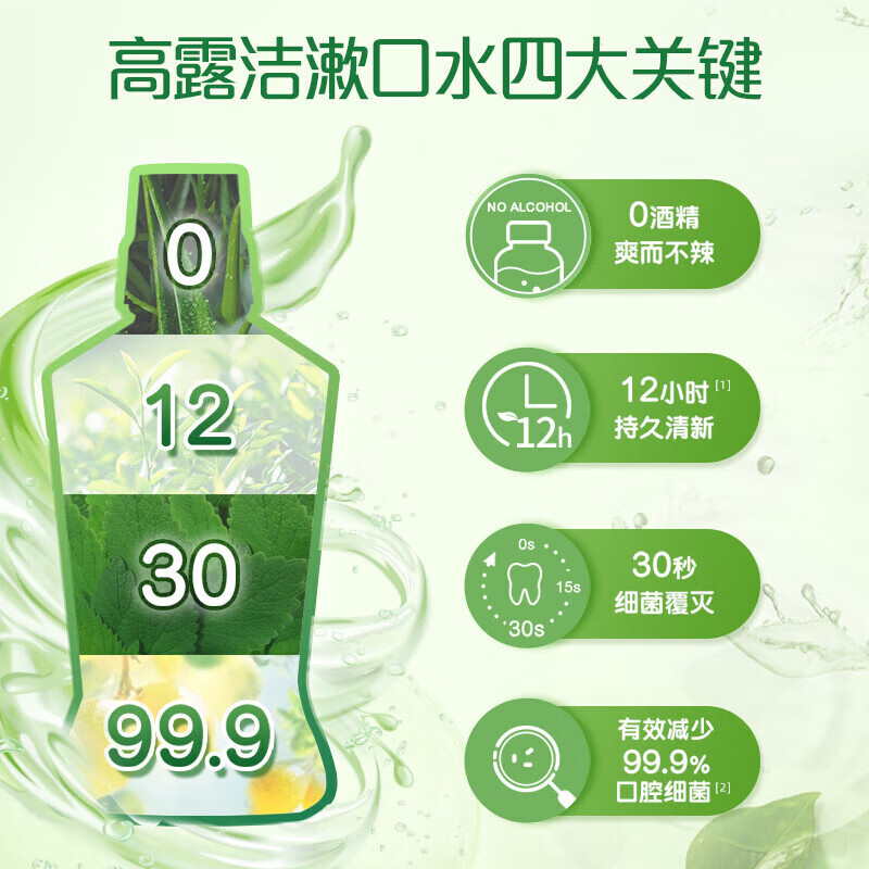 高露洁(Colgate)茉莉绿茶漱口水含氟漱口水深层清洁去口臭清新无酒精 500ml高清大图