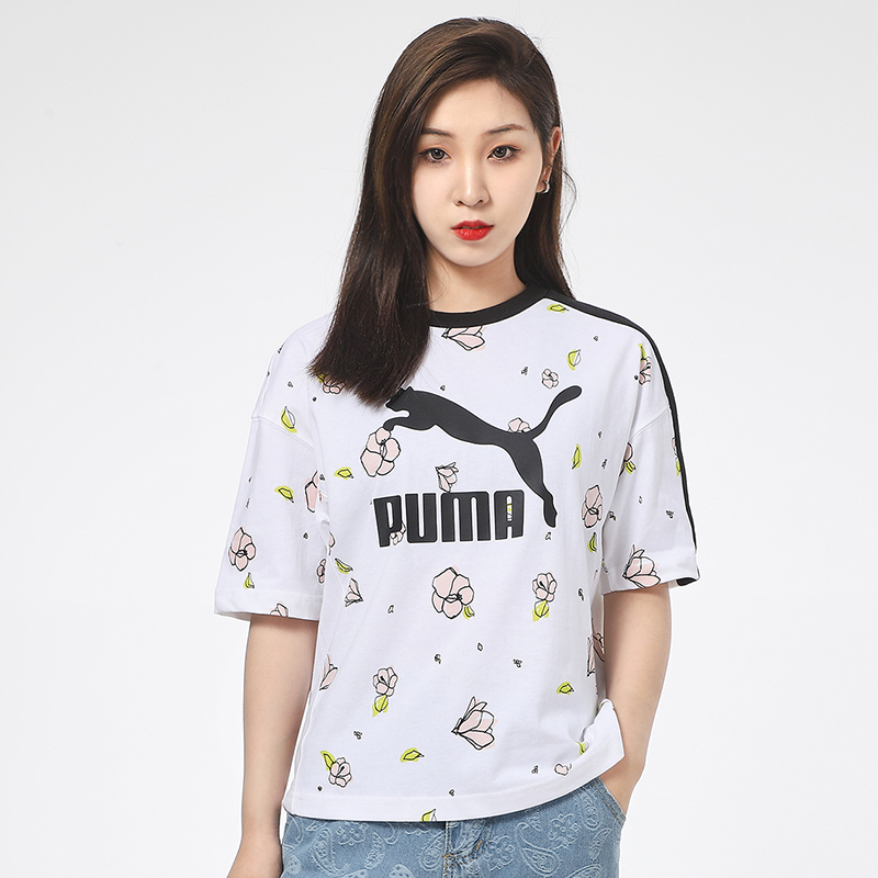 PUMA彪马短袖女2021夏季新款运动上衣透气休闲圆领半袖T恤532043