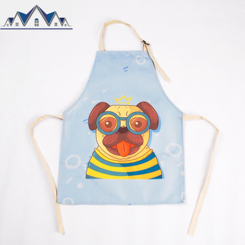 儿童卡通美术围裙韩版围兜画画防水烘焙围裙洗碗可调节定制印logo 三维工匠