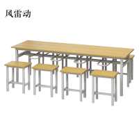 风雷动餐桌8人学校食堂小吃店快餐桌椅饭堂防火板桌2200*600*750[含椅]