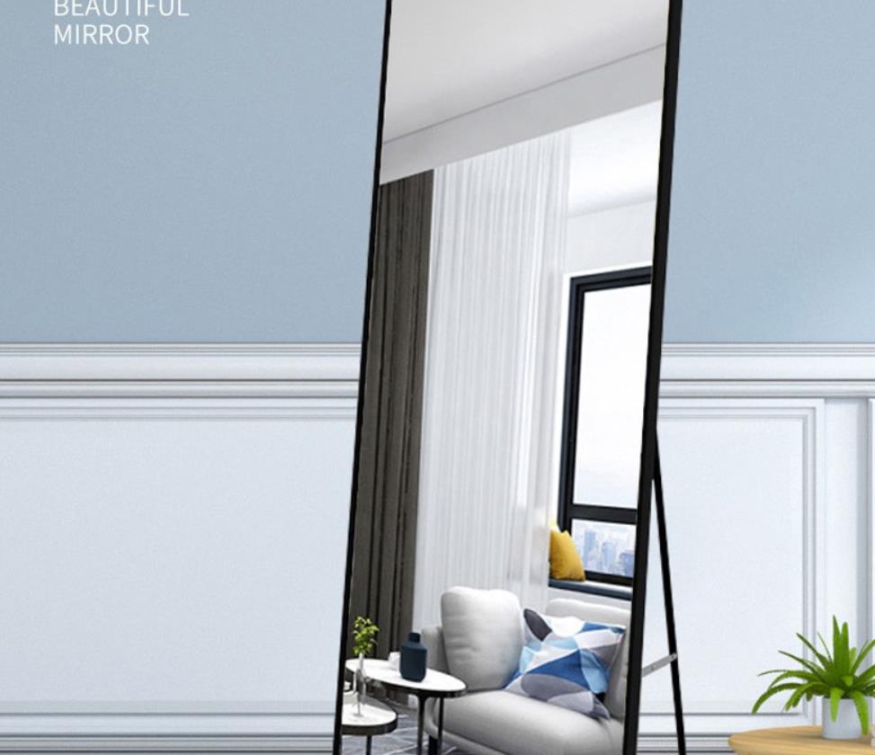 东瑜(DONGYU) 穿衣镜全身落地镜试衣镜家用防爆壁挂衣帽间浴室穿衣镜子经典黑150*40【壁挂+落地】