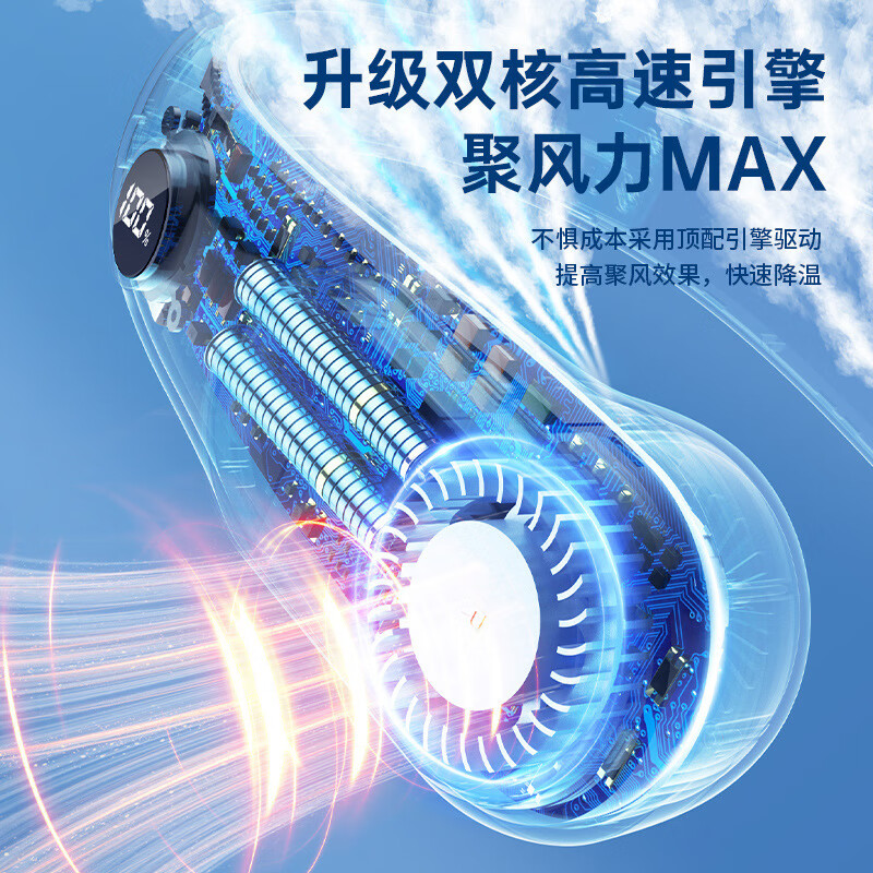 对伴2024新款无叶挂脖风扇 usb充电数显制冷便携式迷你小风扇 雪峰白 4000毫安[6-20H续航]高清大图