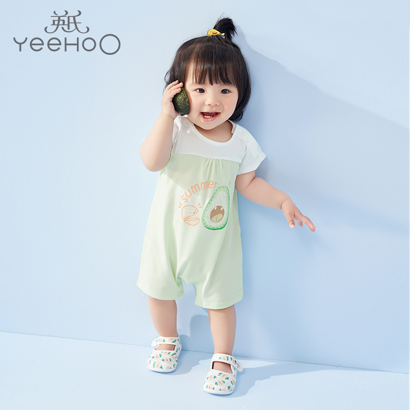 英氏婴儿衣服婴儿连体衣女宝宝夏季新品YRHBJ20314A01