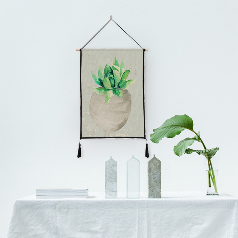 美帮汇清新简约风 盆栽植物系列挂画挂毯壁挂 客厅走廊房间装饰挂画高清大图