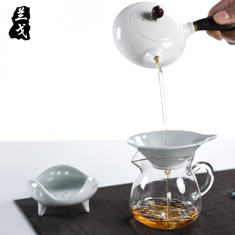 美帮汇羊脂白瓷茶滤恬白玉陶瓷茶漏 功夫茶具配件茶叶过滤茶隔滤网高清大图