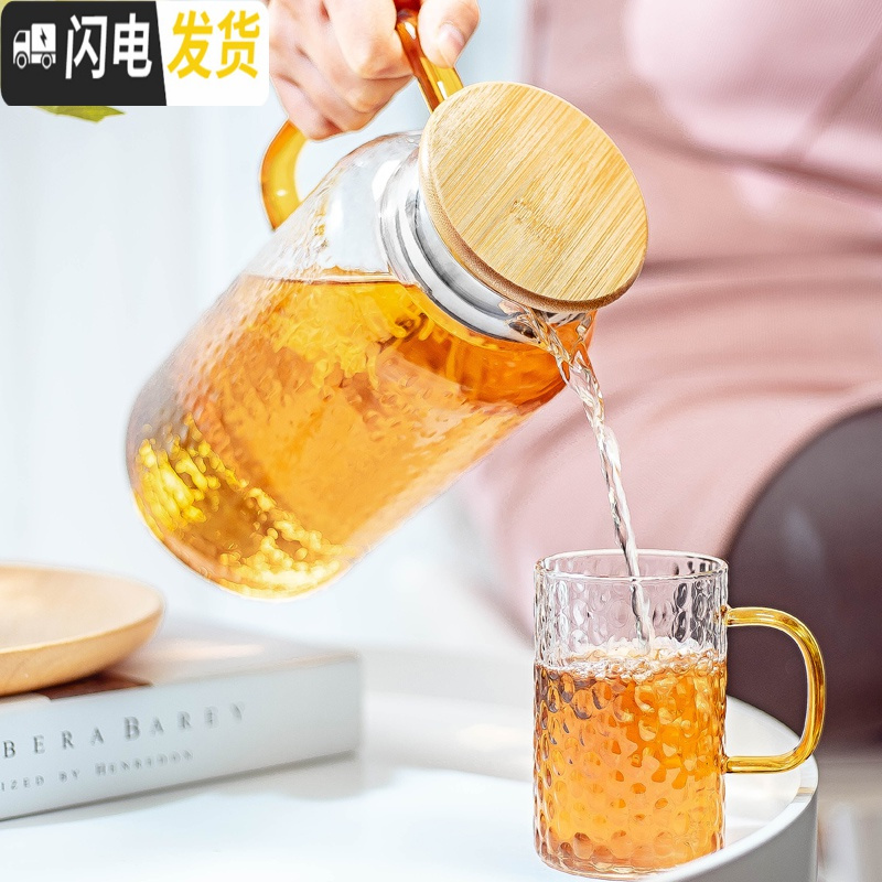 三维工匠可高温高硼硅壶北欧创意家用可放冰箱冷水壶凉水杯子玻璃冷热透明 清韵壶1800[可高温]凉水壶高清大图