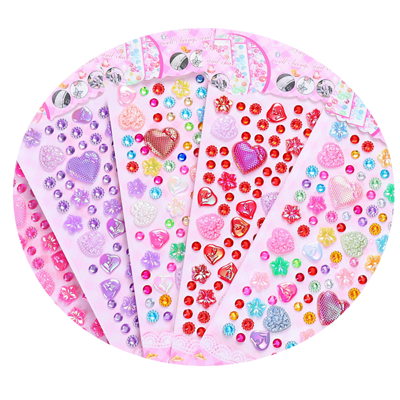 儿童贴画女孩装饰贴纸手工粘贴卡通钻石水晶贴立体手机宝石贴蝴蝶结