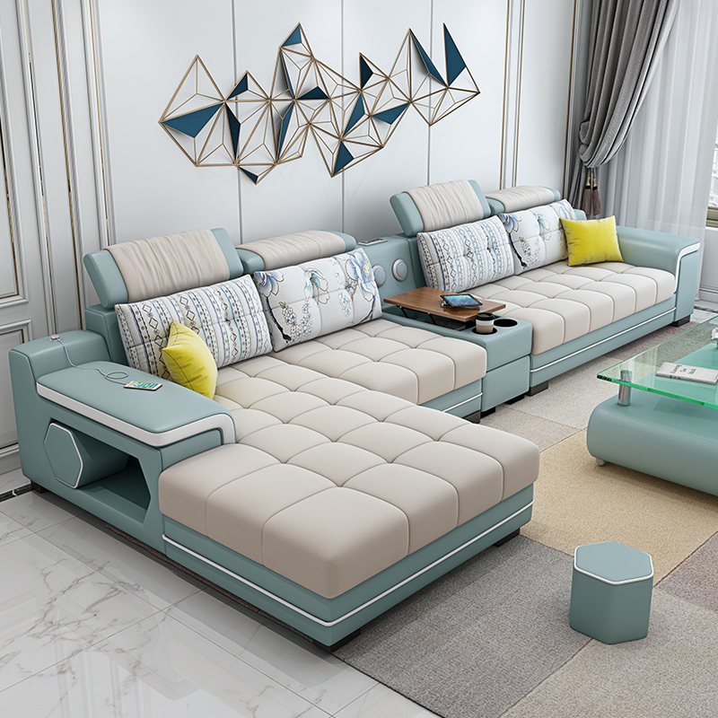 北欧布艺沙发简约现代大客厅小户型拆洗左右贵妃组合套装皮布沙发闪电