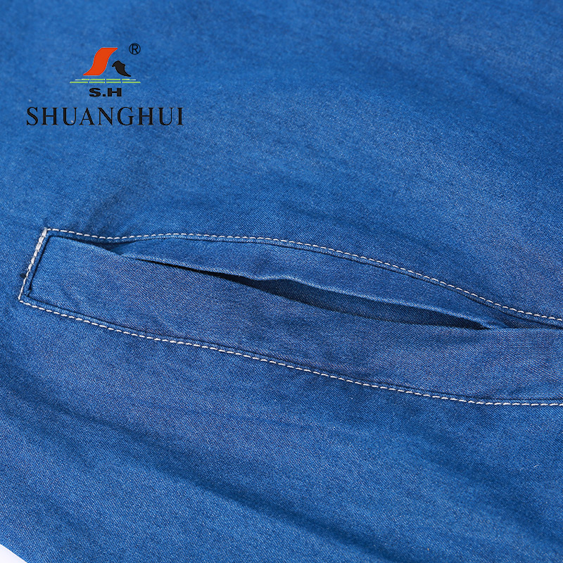 双惠男女款夏季标志工作服SHW-68,全棉牛仔,155-195(套)高清大图