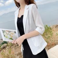 【直播特卖】薄款亚麻女2021春秋季新款英伦风休闲百搭棉麻小西服大码外套娅洛尔