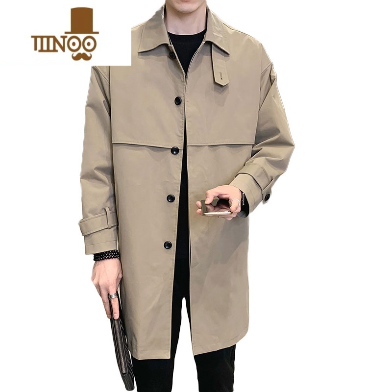 YANXU男士风衣中长款外套休闲工装百搭大衣英伦潮流轻熟潮牌夹克高清大图