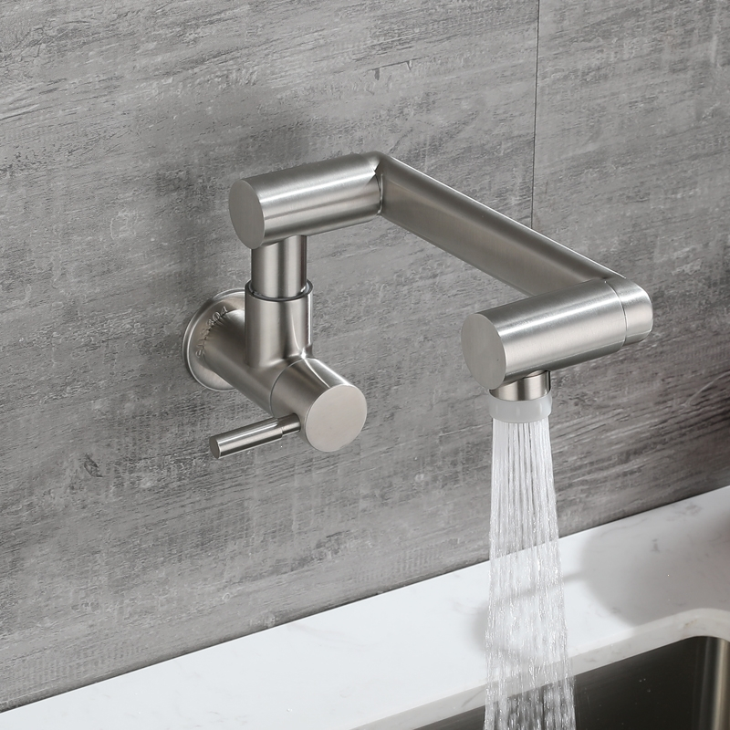 入墙式水龙头单冷单孔藤印象万向旋转折叠加高阳台洗衣池拖把池台盆