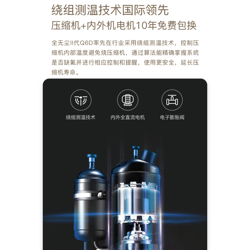 长虹空调2P挂机KFR-51GW/Q6D+R1全无尘健康风57度高温智清洁