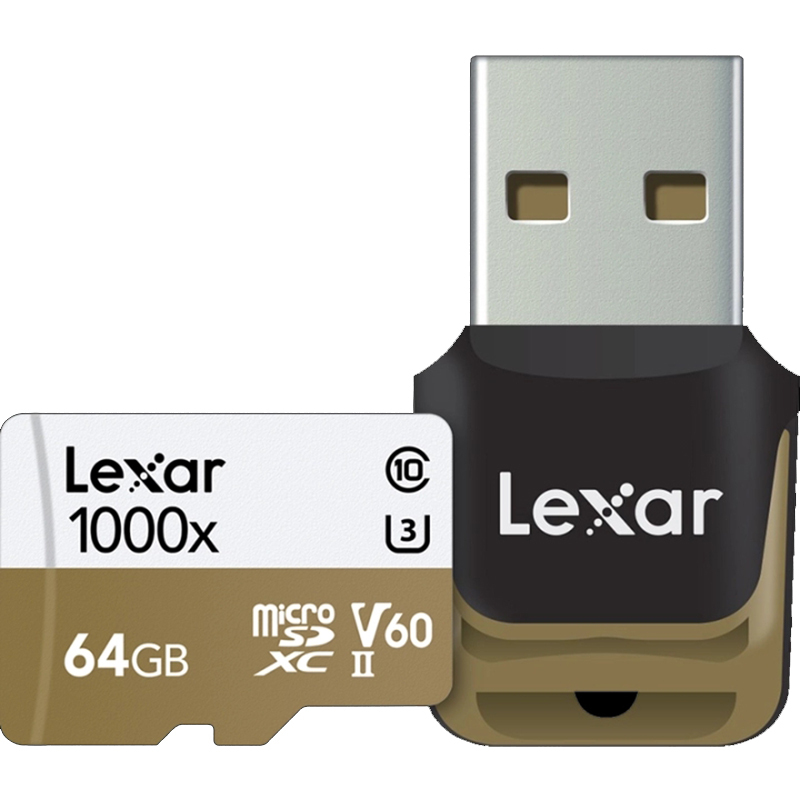 雷克沙(Lexar)64GB TF卡1000X U3 高速读150MB/s 写90MB手机内存卡存储卡