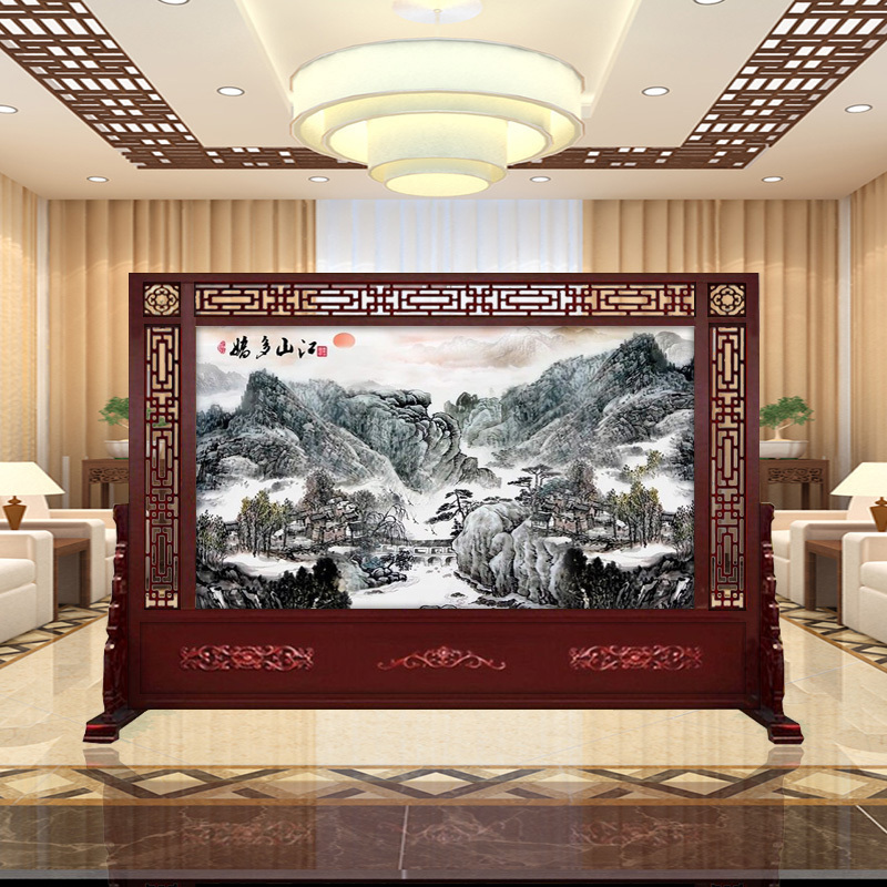 中式实木屏风 进大厅隔断 公司单位屏风酒店实木大座屏 特卖H款 整装