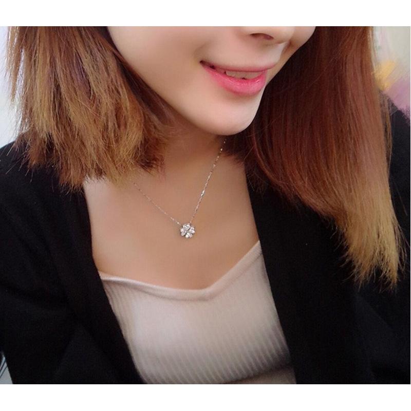 新款日韩简约百搭锁骨链坠四叶微镶女士项链MLYSS4682送女朋友七夕情人节礼物