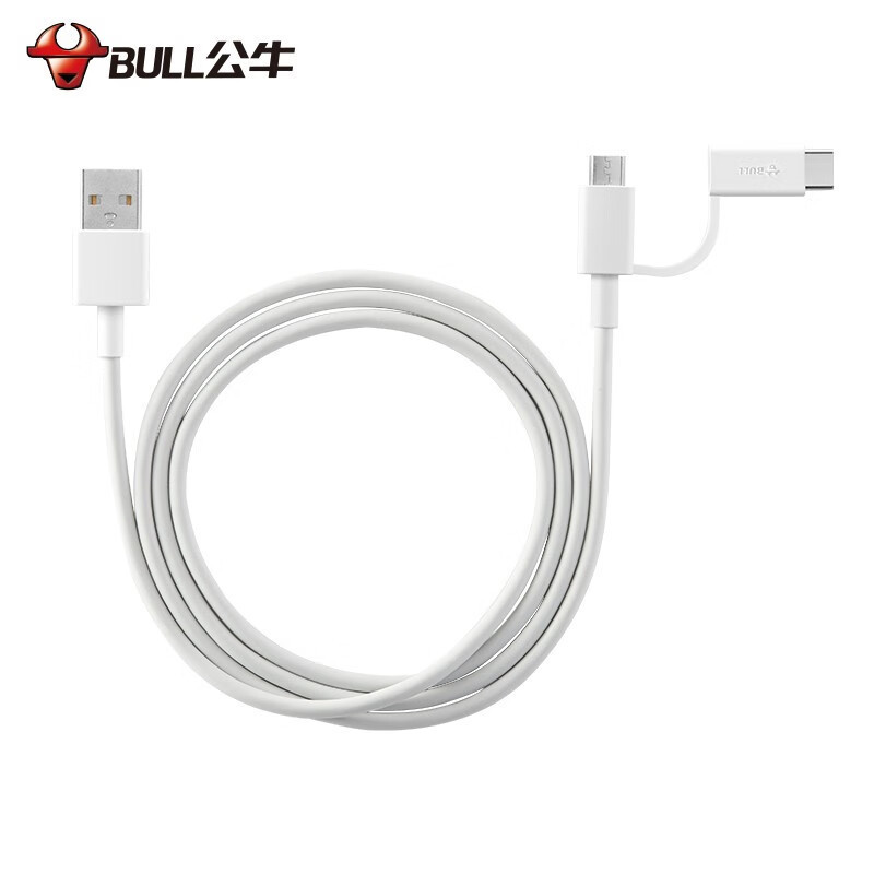 公牛(BULL) 盒装安卓/TypeC二合一数据线 1m(8404)白色 J9C10