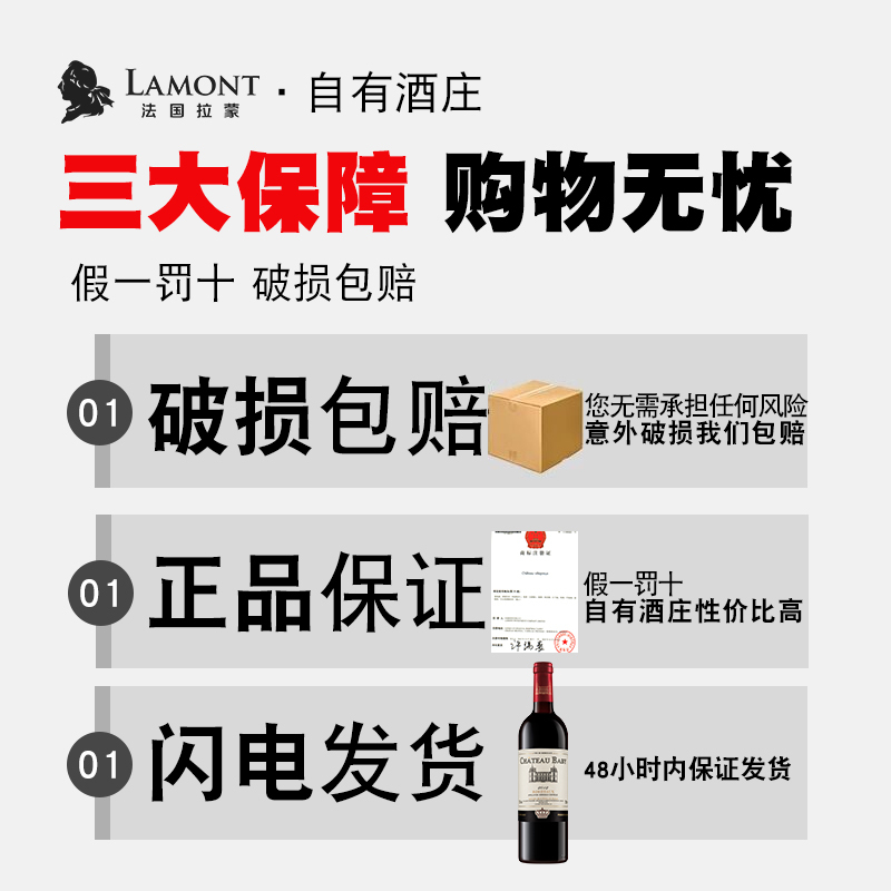 法国波尔多原瓶进口AOC级 朗可洛酒庄(珍藏)干红葡萄酒礼盒单支装750ml