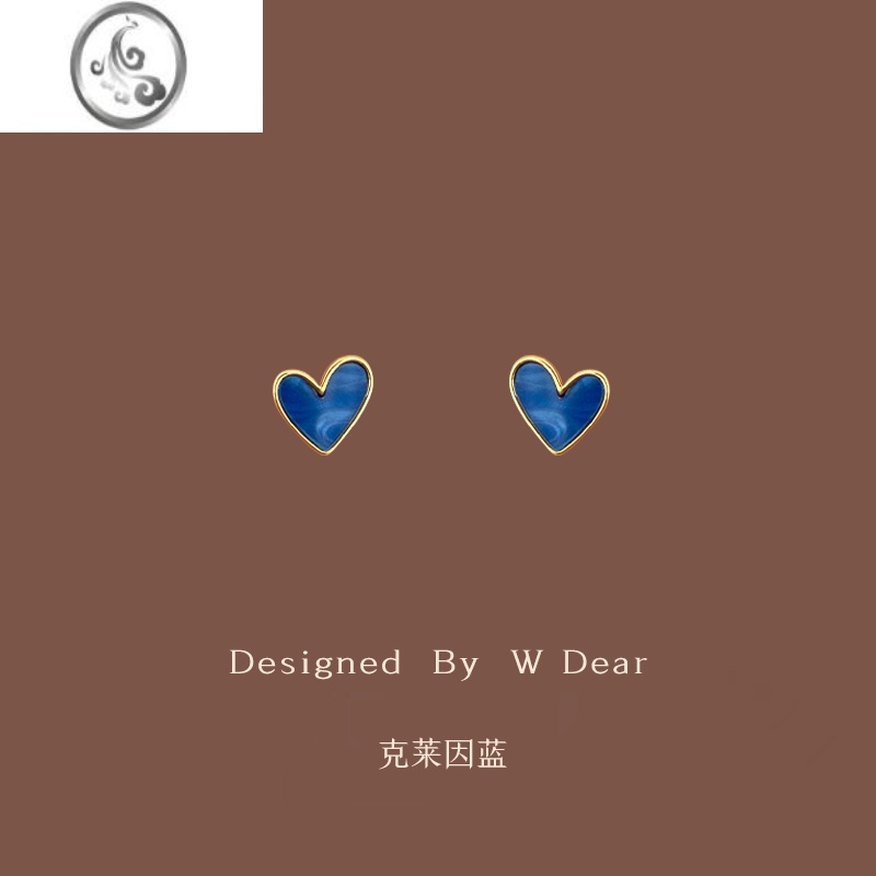 JiMi「克莱因蓝」爱心耳钉女无耳洞蚊香盘耳夹小众设计感个性耳环耳饰 925银耳钉有耳洞拍